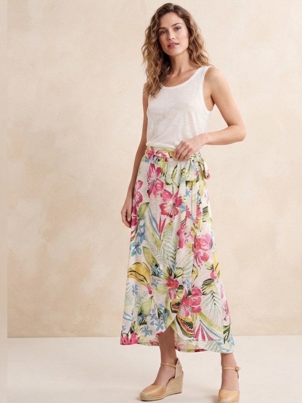 C&C California Linen Blend Skirt Set